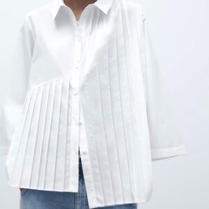 Zara ASYMMETRICAL PLEATED SHIRT